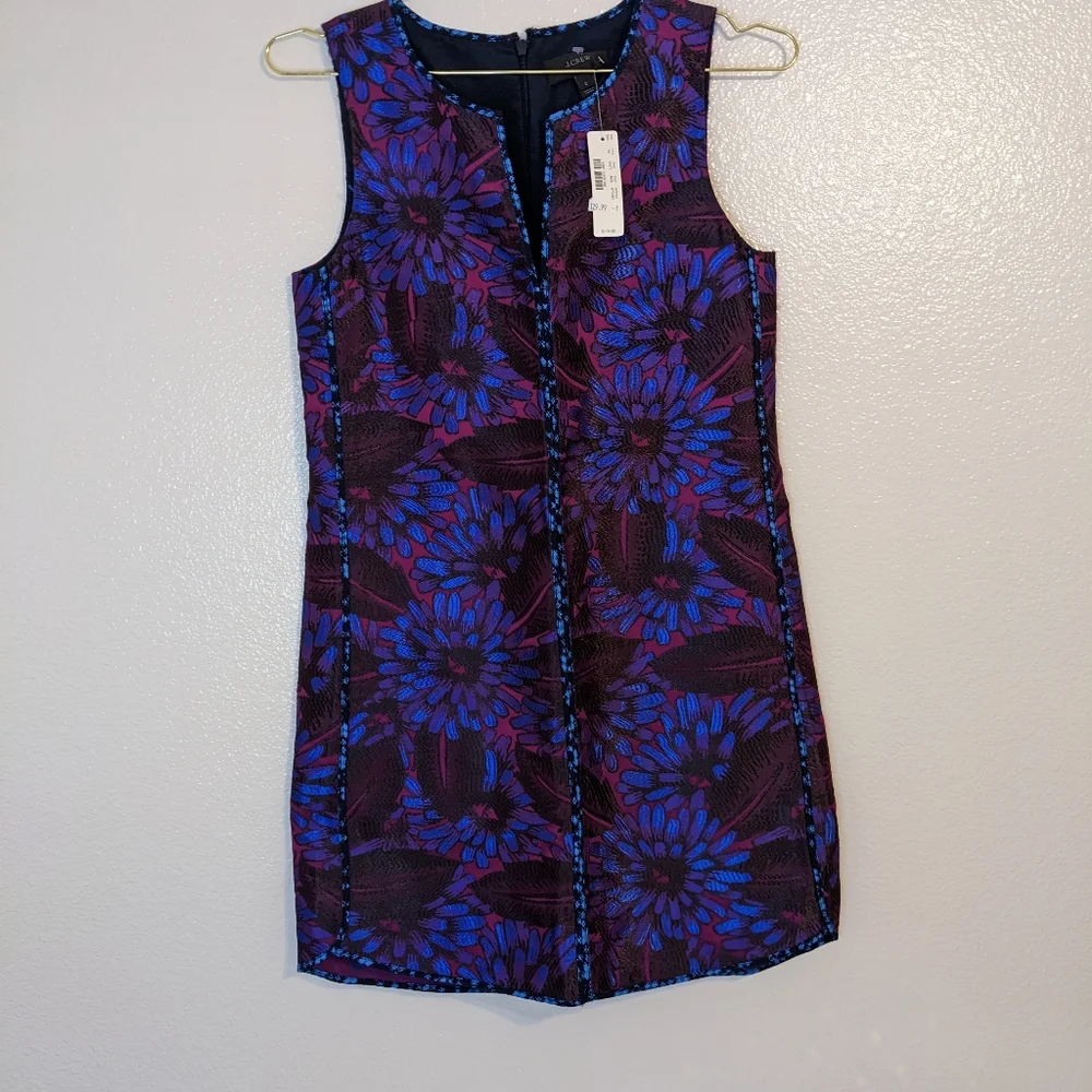 J. Crew Purple and Blue Floral Midi Dress